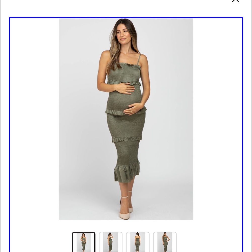 Pink Blush Olive Green Dress medium